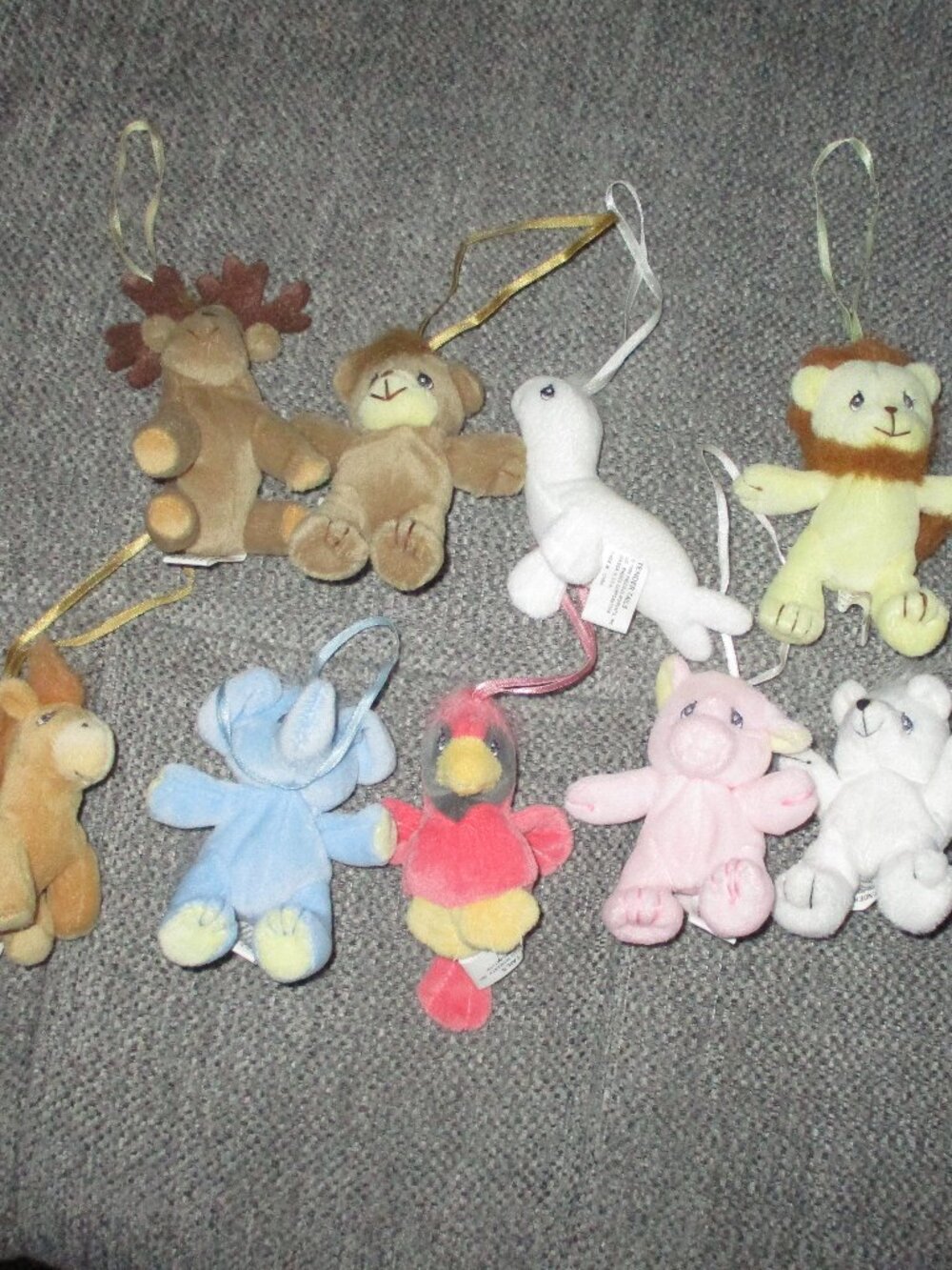 9 Precious Moments Tender Tails Plush Ornament Lot Y2K 1998